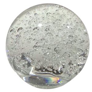 Vtg Clear Paperweight Glass Bubble Design Bubbles
